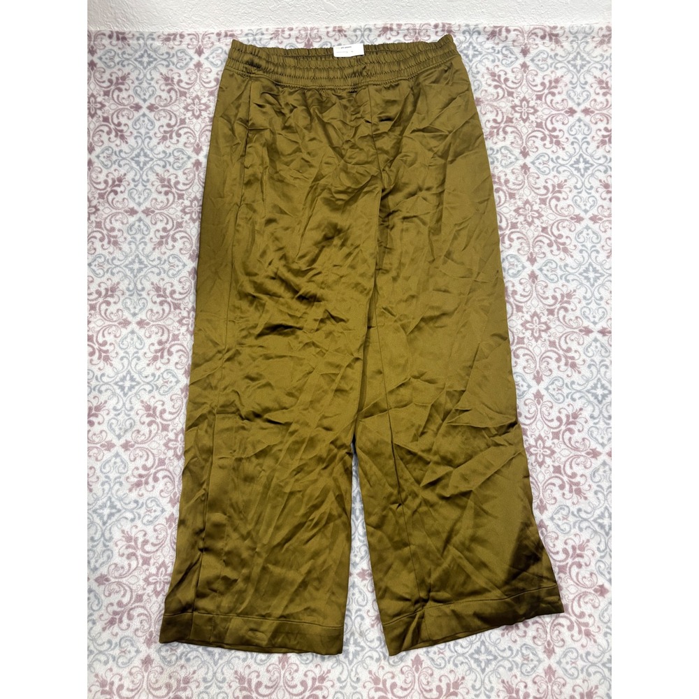 All in Motion Womens Mid-Rise Tapered Satin Pants Olive Green L NWT